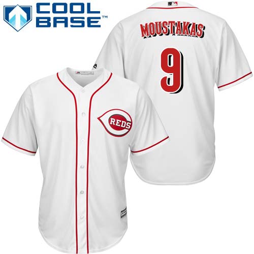 Reds #9 Mike Moustakas White New Cool Base Stitched Youth MLB Jersey